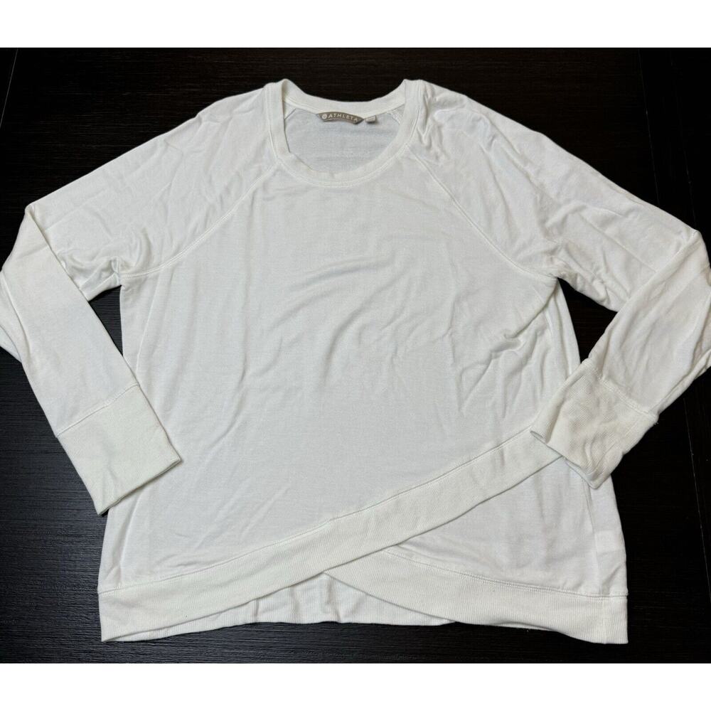 Athleta Woman’s Criss Cross Modal Stretch Long Sleeve Shirt Size L White